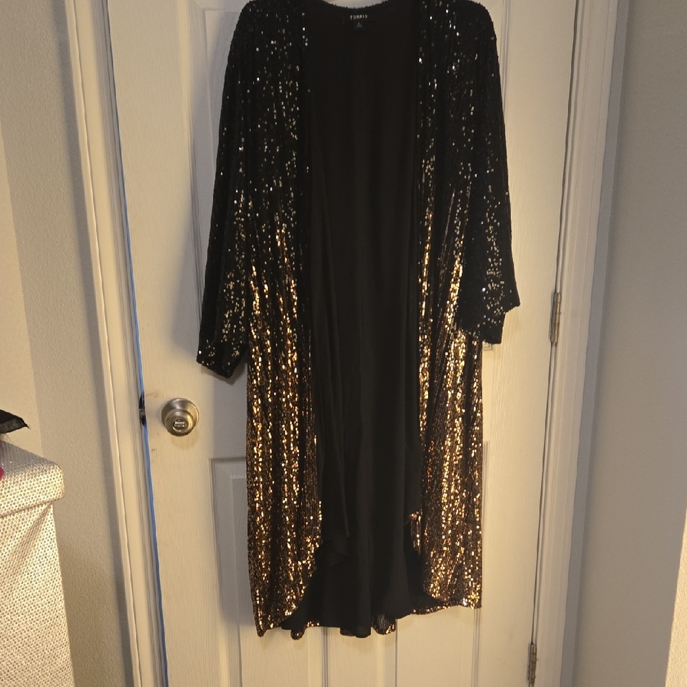 Torrid Black and Gold Sequin Tunic